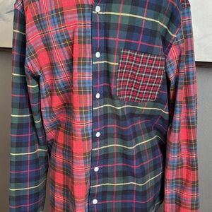 J.Crewy patchwork 100% cotton button up size large